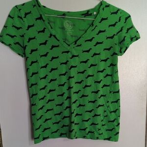 Dachshund So Perfect Tee in Green- 100% Cotton